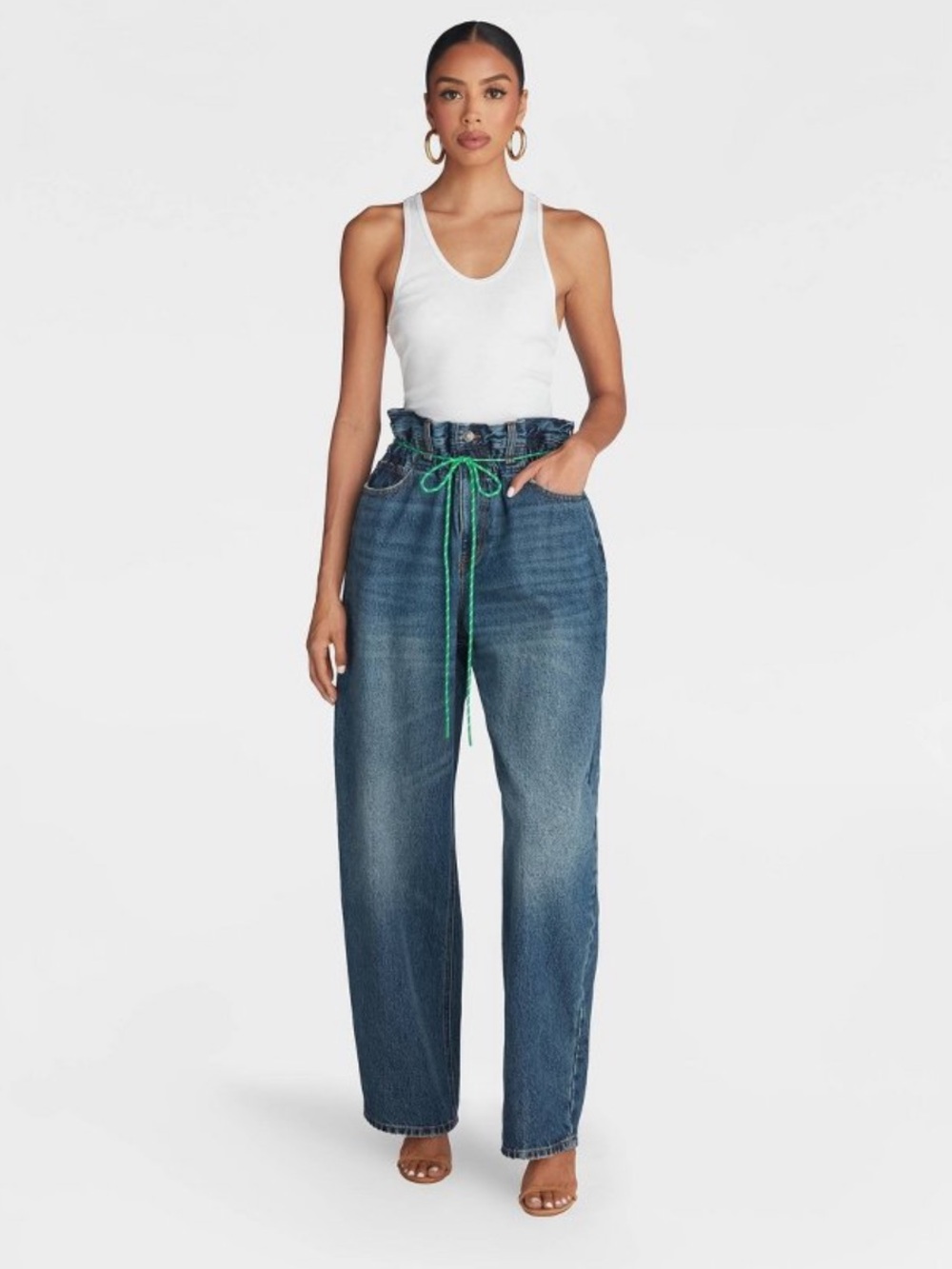 KBB by Kahlana Barfield Barrel Leg “The Paper Bag Jean” Dark Wash